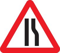 ​Road narrows on right (left if symbol reversed)